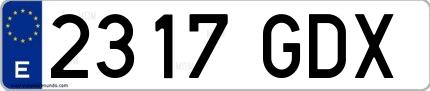 Ejemplo de matrícula española 2317 GDX