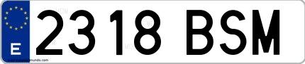 Ejemplo de matrícula española 2318 BSM
