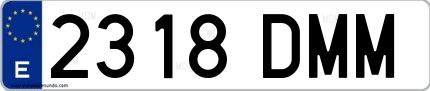 Ejemplo de matrícula española 2318 DMM