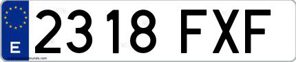 Ejemplo de matrícula española 2318 FXF