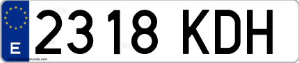 Ejemplo de matrícula de coche ordinaria 2318 KDH