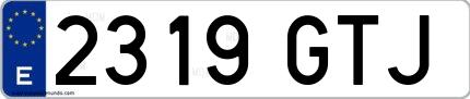 Ejemplo de matrícula española 2319 GTJ