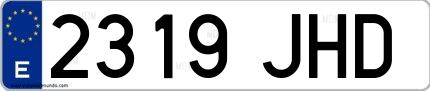 Ejemplo de matrícula española 2319 JHD