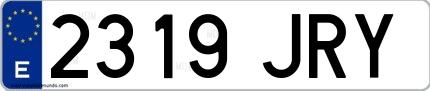 Ejemplo de matrícula española 2319 JRY