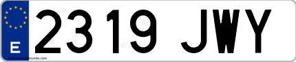 Ejemplo de matrícula de coche ordinaria 2319 JWY