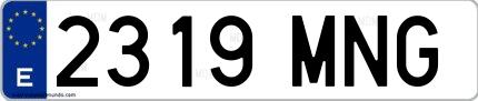 Ejemplo de matrícula española 2319 MNG
