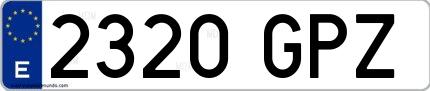 Ejemplo de matrícula española 2320 GPZ