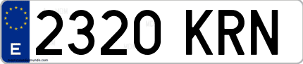 Ejemplo de matrícula de coche ordinaria 2320 KRN