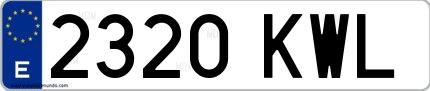 Ejemplo de matrícula española 2320 KWL