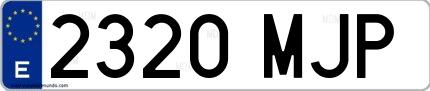 Ejemplo de matrícula española 2320 MJP