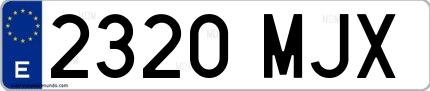 Ejemplo de matrícula española 2320 MJX