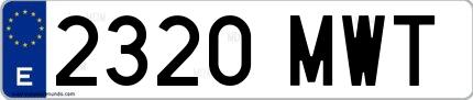 Ejemplo de matrícula española 2320 MWT