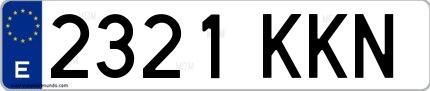 Ejemplo de matrícula española 2321 KKN