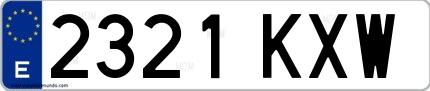 Ejemplo de matrícula española 2321 KXW