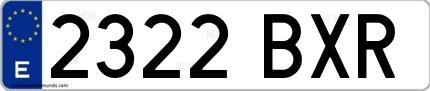 Ejemplo de matrícula española 2322 BXR