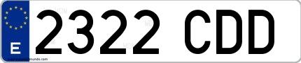 Ejemplo de matrícula española 2322 CDD