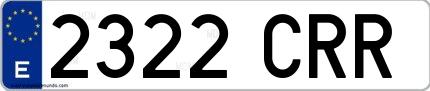 Ejemplo de matrícula española 2322 CRR