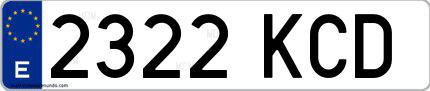Ejemplo de matrícula española 2322 KCD