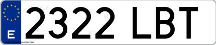Ejemplo de matrícula española 2322 LBT