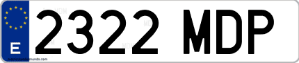 Ejemplo de matrícula de coche ordinaria 2322 MDP