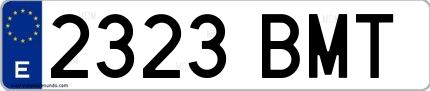 Ejemplo de matrícula española 2323 BMT