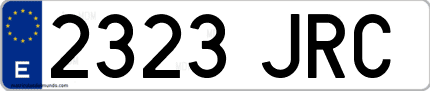 Ejemplo de matrícula de coche ordinaria 2323 JRC