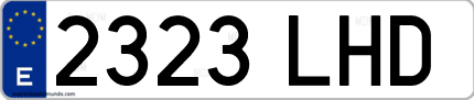 Ejemplo de matrícula de coche ordinaria 2323 LHD