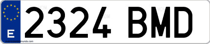 Ejemplo de matrícula de coche ordinaria 2324 BMD