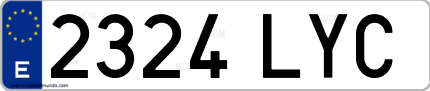 Ejemplo de matrícula de coche ordinaria 2324 LYC