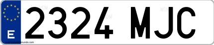 Ejemplo de matrícula española 2324 MJC
