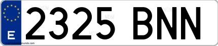 Ejemplo de matrícula española 2325 BNN