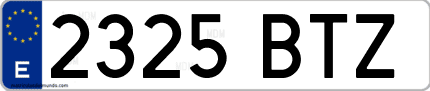 Ejemplo de matrícula de coche ordinaria 2325 BTZ