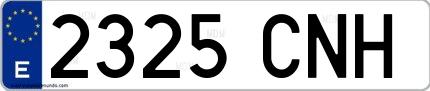 Ejemplo de matrícula española 2325 CNH