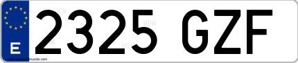 Ejemplo de matrícula española 2325 GZF