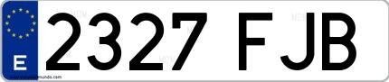 Ejemplo de matrícula española 2327 FJB