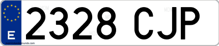 Ejemplo de matrícula de coche ordinaria 2328 CJP