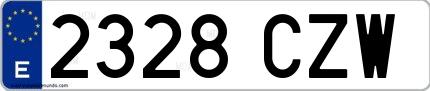 Ejemplo de matrícula española 2328 CZW