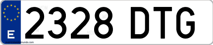 Ejemplo de matrícula de coche ordinaria 2328 DTG