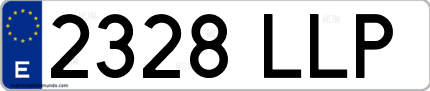 Ejemplo de matrícula de coche ordinaria 2328 LLP