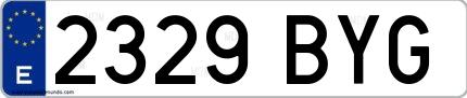 Ejemplo de matrícula española 2329 BYG