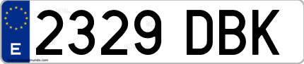Ejemplo de matrícula de coche ordinaria 2329 DBK