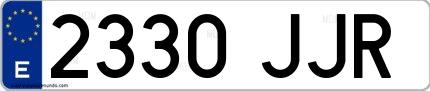 Ejemplo de matrícula española 2330 JJR