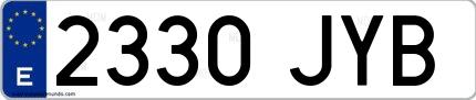 Ejemplo de matrícula española 2330 JYB