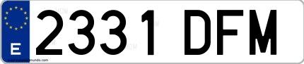Ejemplo de matrícula española 2331 DFM