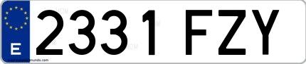 Ejemplo de matrícula española 2331 FZY