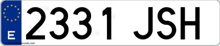 Ejemplo de matrícula española 2331 JSH