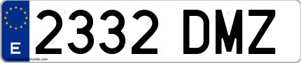 Ejemplo de matrícula de coche ordinaria 2332 DMZ