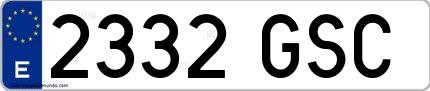 Ejemplo de matrícula española 2332 GSC