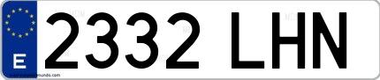 Ejemplo de matrícula española 2332 LHN