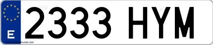 Ejemplo de matrícula española 2333 HYM